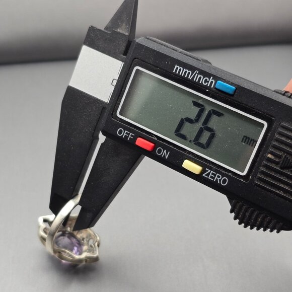 VTG Sterling Silver Amethyst Marcasite Cocktail Ring Size 6.5 Signed TH Art Deco - Picture 9 of 13